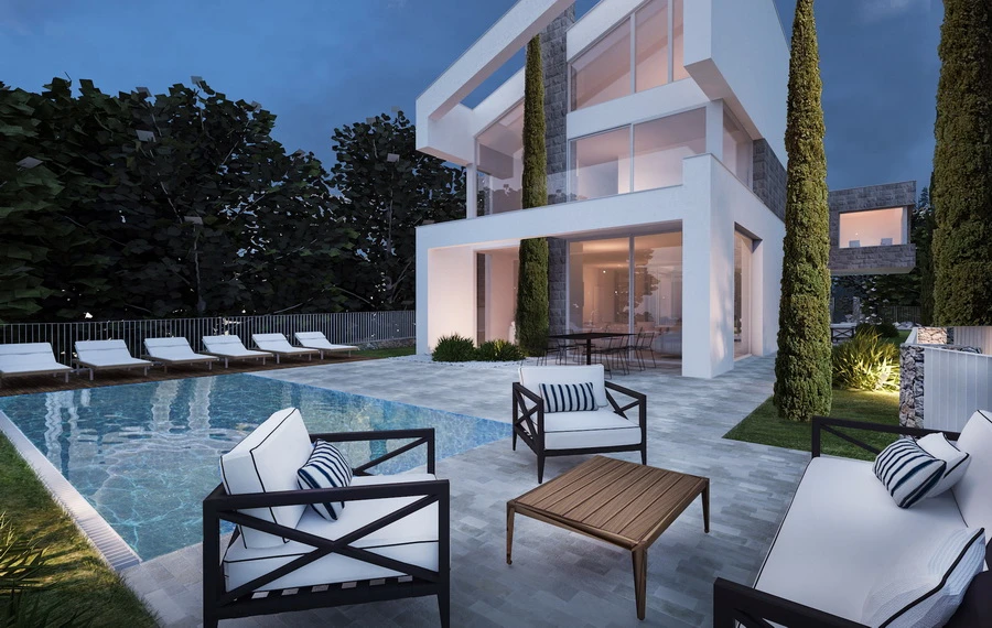 Plot with a private villa in Luštica