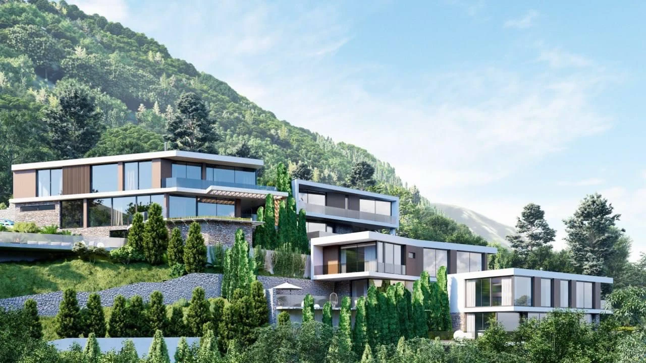 Участок под строительство в Каваче с готовой концепцией: 4 отдельные виллы с панорамным видом на залив и горы