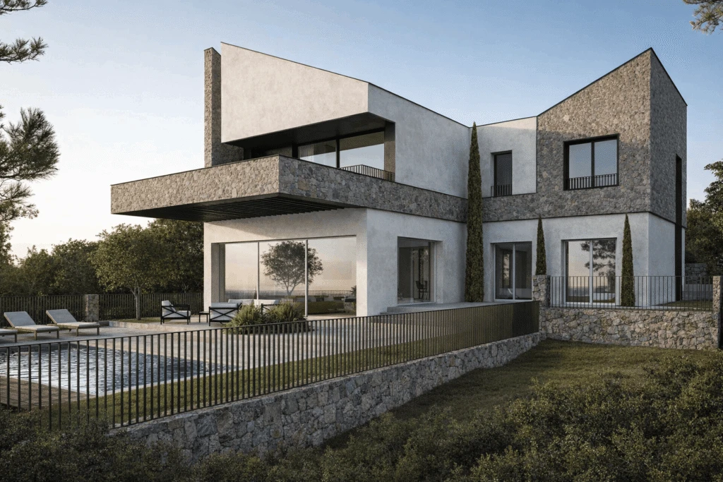 Urbanized plot with a ready villa concept