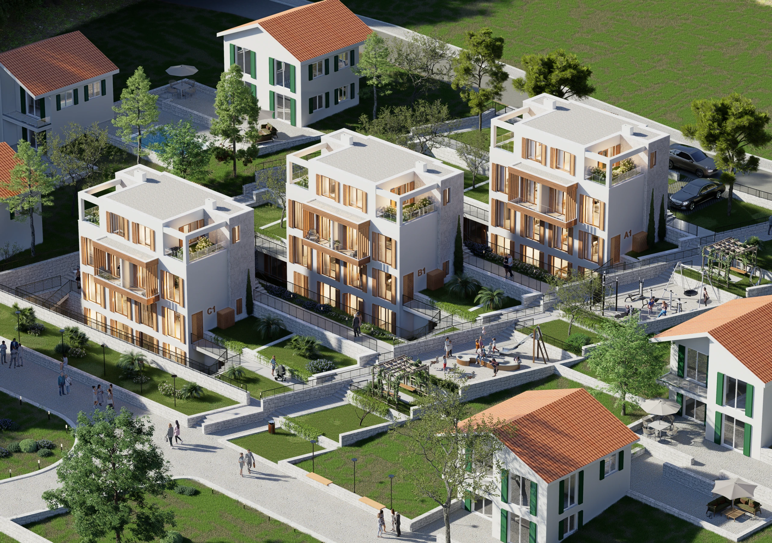 Апартаменты в Крашичах: 1-3 спальни